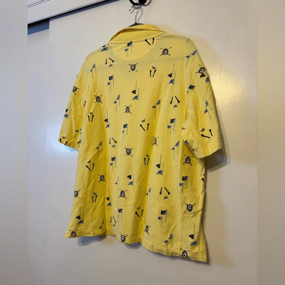Chaps Ralph Lauren Yellow‎ Golf Patterned Polo Shirt